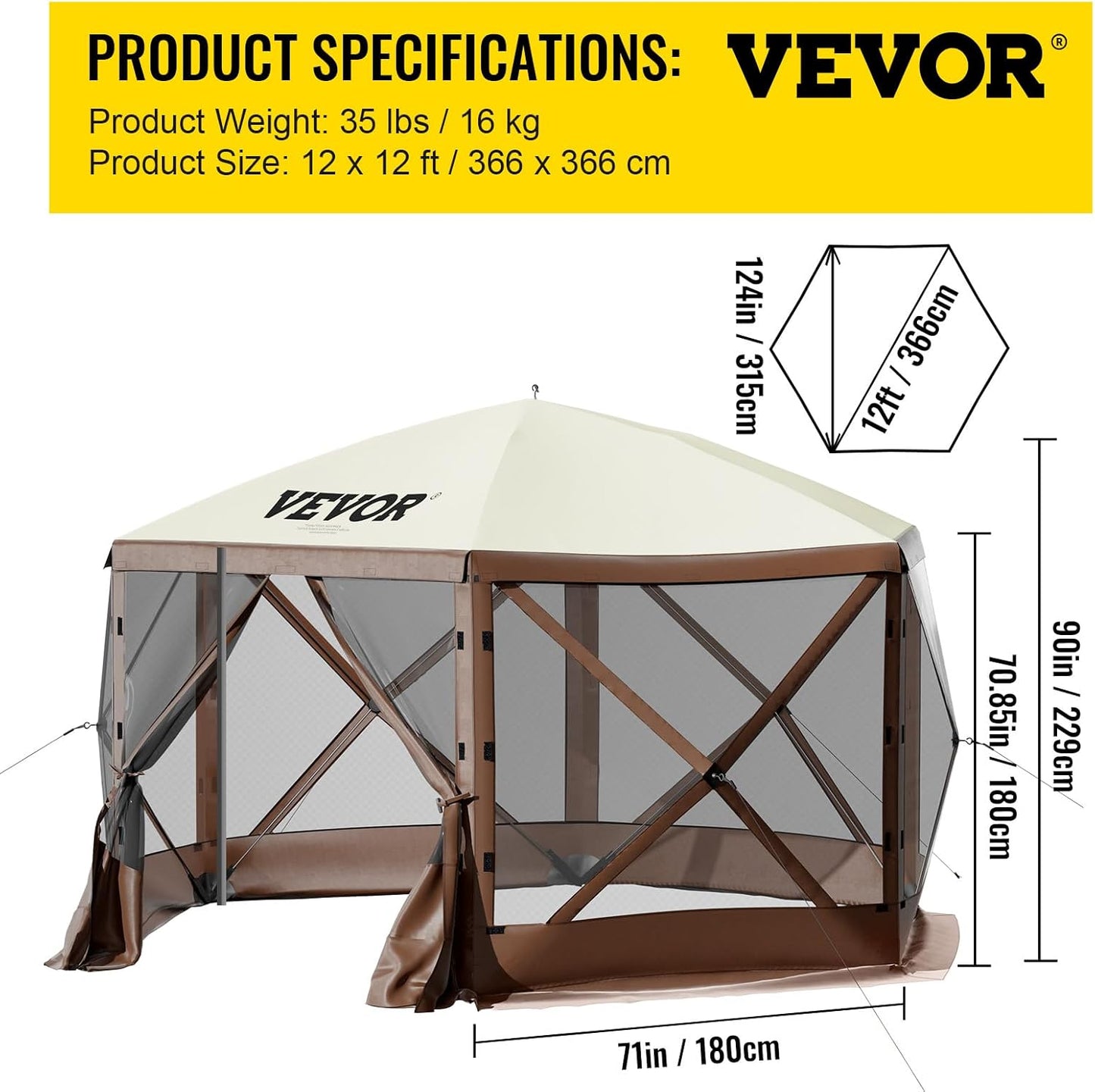 12x12ft Camping Gazebo Screen Tent