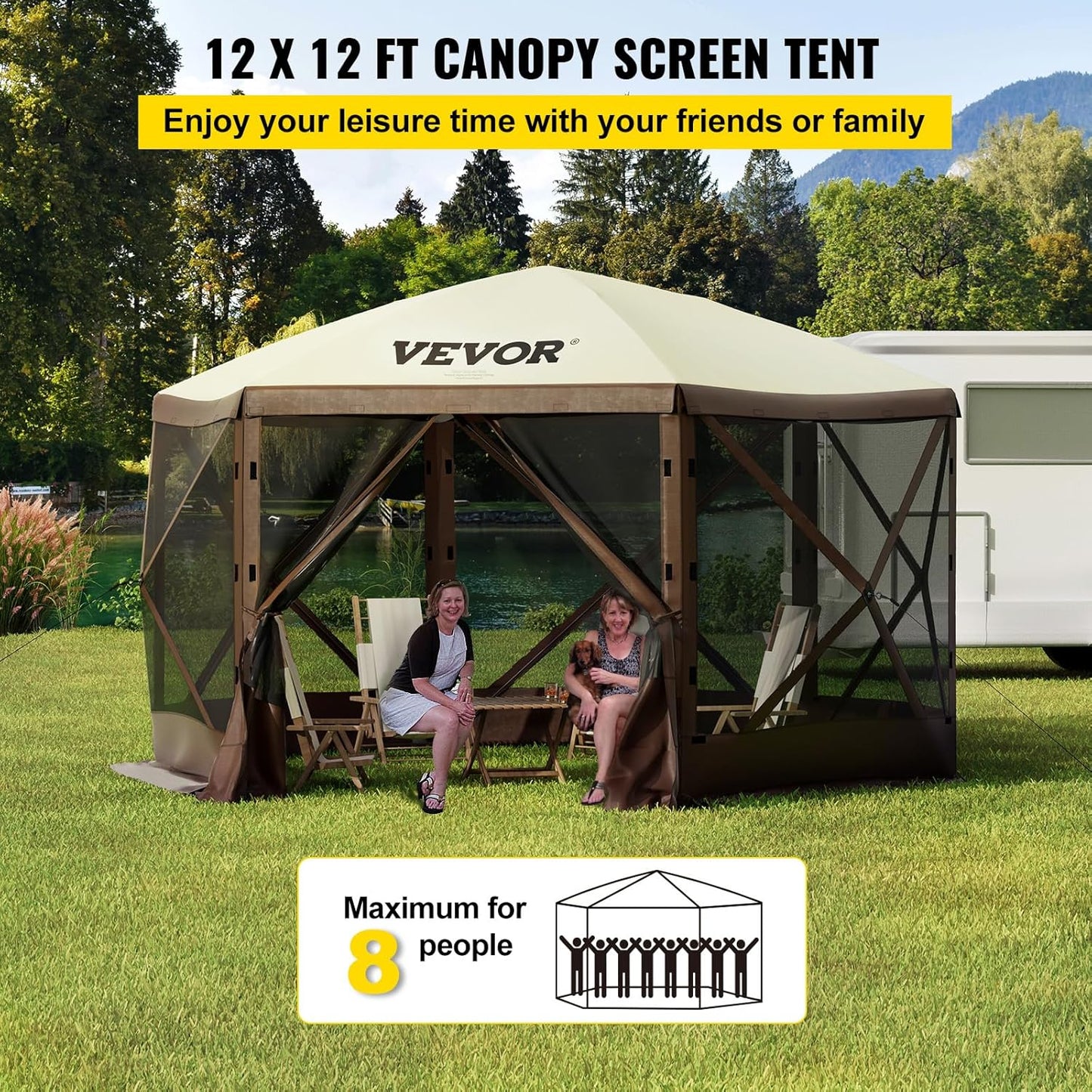 12x12ft Camping Gazebo Screen Tent