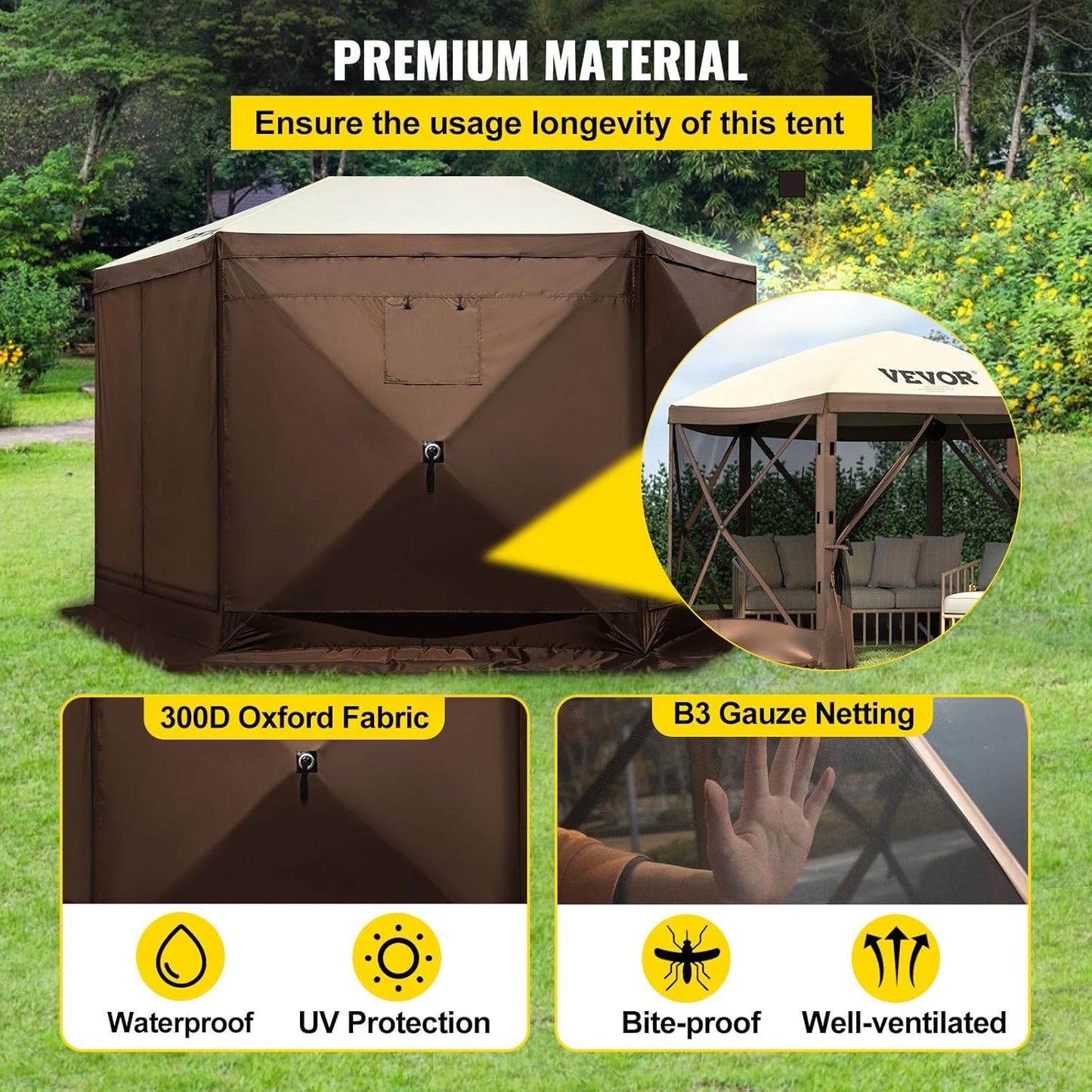 12x12ft Camping Gazebo Screen Tent