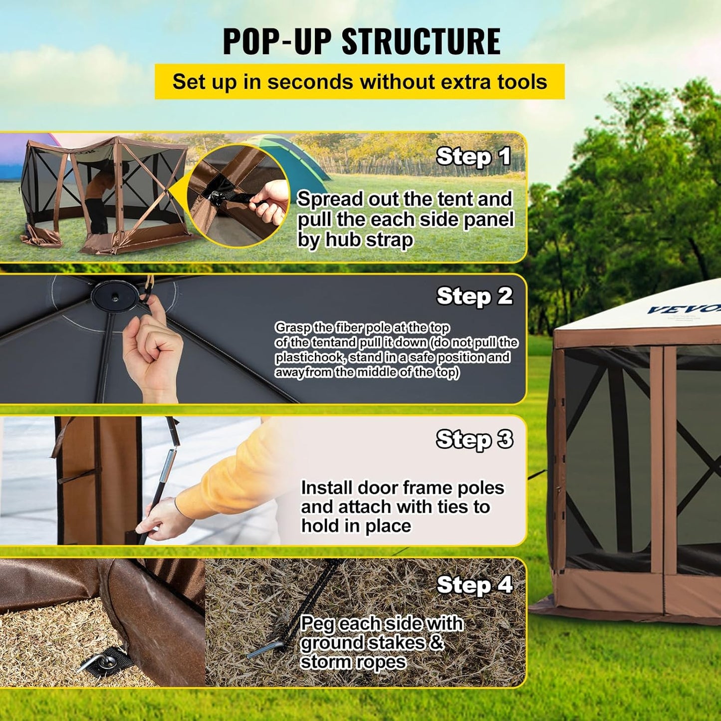 12x12ft Camping Gazebo Screen Tent